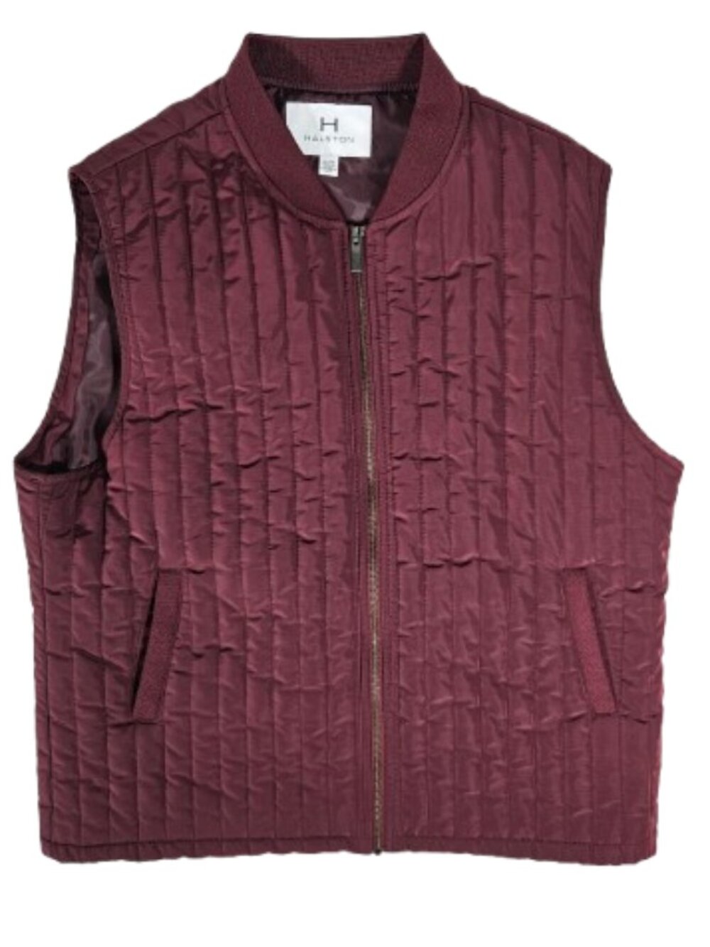 H by Halston Burgundy Puffy Full Zip Vest Men's Size XL